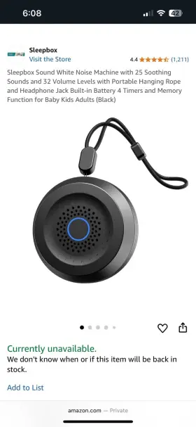 Swn-h1 Sleepbox New Black Sound Machine With 25 Soothing Sounds 32 Volume Levels