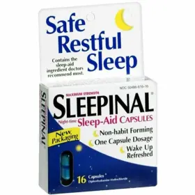 226-480 Sleepinal Sleep-aid Capsules Maximum Strength Non-habit Forming 16 Count 2 Pack