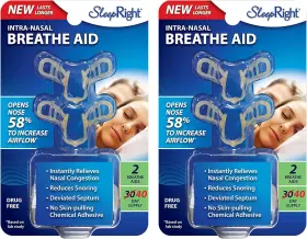 Sleepright 689789477144 Nasal Dilator Snore Reducer For Sleep - 2 Pack 4 Count Breathing Aids