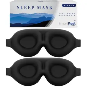 Sr-csms2-bk2p Smartrest Sleep Mask 2 Pack - Eye For Sleeping Patented Contoured 100% Black