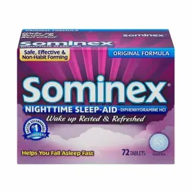 Sominex 070066279962 Nighttime Sleep-aid With Diphenhydramine Hcl Original 72 Tablets 6 Pack