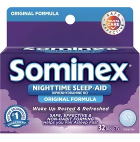 Me10356 Sominex Nighttime Sleep-aid Diphenhydramine Hcl Tablets Original Formula 32 Ct