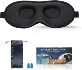 Songluxin 313109791763 3d Contoured Sleep Eye Mask Zero Pressure Light Blocking Black