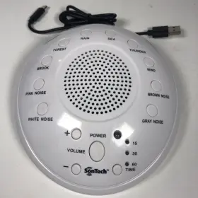 Sontech 606345400989 Portable Machine For Relaxation With 10 Soothing Sounds - White