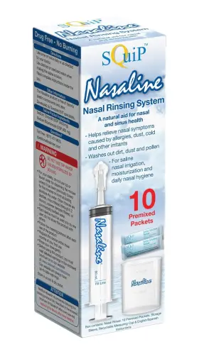 Squip 894321000722 Nasaline Nasal Rinsing System With 10 Premixed Saline Packets