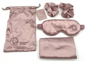 Sum-ho-083 Summer & Rose And Satin Sleep Set - Pink Pillowcase Scrunchies Mask New