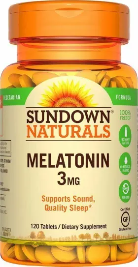 Sundown Naturals 307613667850 Melatonin 3mg Tablet Sleep Aid Dietary Supplement 120 Ct 3 Pack