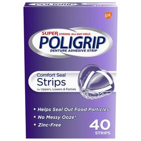 Super Poli-grip Ppax1159045 Poligrip Strips Size 40 Ct Strong All Day Comfort Seal Clear