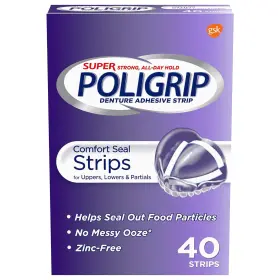 Ppax1159045 Super Poli-grip Poligrip Strips Size 40 Ct Strong All Day Comfort Seal Clear