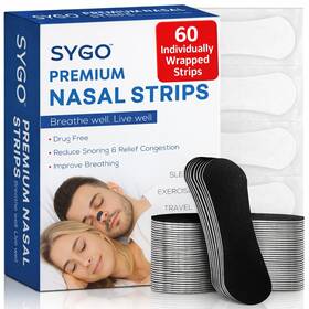 Sygo 199284304048 Performance Nasal Strips For Breathing 60 Pcs Oil And Sweat Resistant Adhesiv