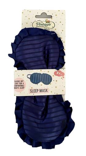 The Vintage Cosmetic Company 060626696921 Nwt Navy Blue Satin Beauty Sleep Mask Os