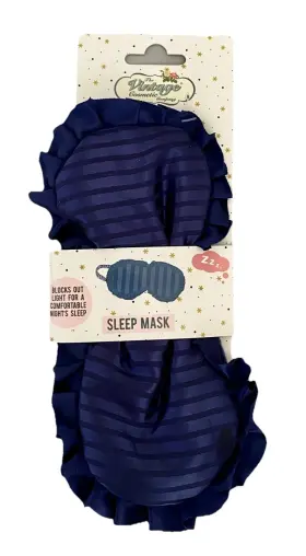 The Vintage Cosmetic Company 060626696921 Nwt Navy Blue Satin Beauty Sleep Mask Os