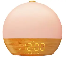 Yf-01 Thybro Sunrise Alarm Clock Wake Up Light Wood Grain 30 Sounds White Noise