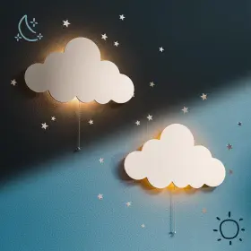 Tip Perk 634563441095 2 Pack Cloud Light - Floating Wall Lamp For Nursery 2pcs
