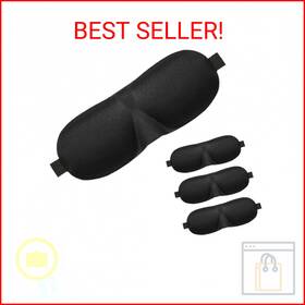 Toptie 3ape-po0003p1 Black 4 Pcs 3d Soft Eye Sleep Masks Padded Shade Cover Travel Relax Adjustable