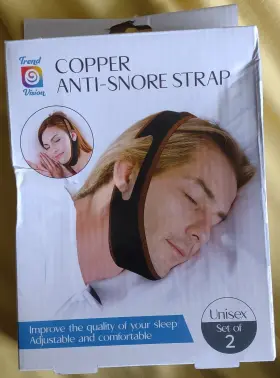 Vt-05333 Trend Vision Anti Snore Strap Copper Black Adjustable Unisex Set Of 2 Pack Nib