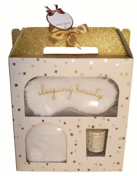 Tricoastal Design 848496057142 Shimmer Shine Relaxation Gift Set W Fluffy Plush Eye Mask Socks And Candle New