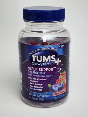 Tums 07661321681 Chewy Bites Sleep Support 5mg Melatonin Berry Fusion 54 Exp
