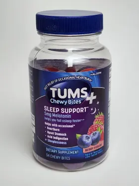 07661321681 Tums Chewy Bites Sleep Support 5mg Melatonin Berry Fusion 54 Exp