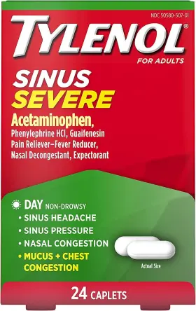 B01iaij4b4 Tylenol Sinus Congestion Pain Severe Non-drowsy Caplets 24 Ct 3-pack