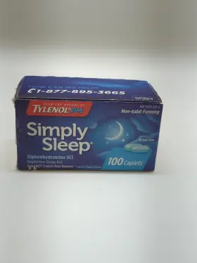 Jo308431000 Tylenol Simply Sleep Diphenhydramine Hcl Nighttime Aid Caplets 25mg 100 Ct
