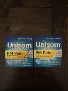 2027 Unisom 041167004029 Pm Pain 15 Caplets Pack Of 2 Exp 04/2027 Acetaminophen And Diphenhydramine
