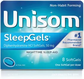 Unisom 041167006108 Sleepgels Nighttime Sleep-aid Diphenhydramine Hci 50 Mg 8 Softgels