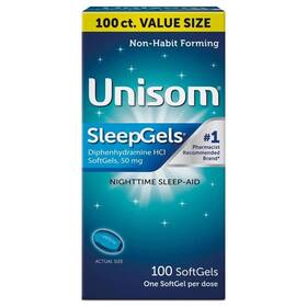 Unisom 312843526754 Sleepgels Nighttime Sleep-aid Softgels Diphenhydramine Hci 50 Mg 100 Ct