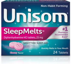 Unisom 445007356379 Quick Sleepmelts Night Time Sleep Aid Cherry 24 Count Pack Of 4
