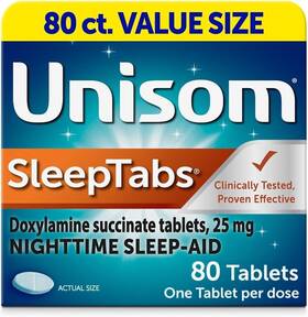 Unisom 54363 Sleeptabs Nighttime Sleep-aid Doxylamine Succinate 80 Tablets