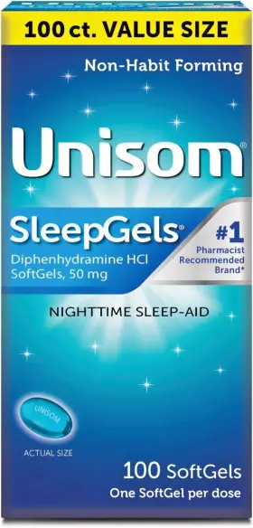 Unisom 744110516357 Sleepgels Nighttime Sleep-aid Softgels Diphenhydramine Hci 50 Mg 100 Ct