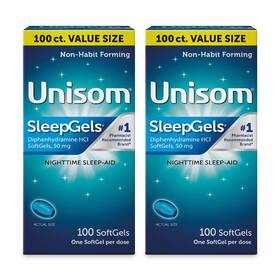 Unisom B0fcz93ftq Nighttime Sleep-aid Gels Diphenhydramine Hci 50mg 100 Count 2 Pk 937498