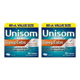 Unisom B0fczmxfty Sleeptabs Nighttime Sleep Aid Doxylamine Succinate 80ct 2pk