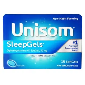 Ch00611 Unisom Sleepgels Nightime Sleep-aid Fast Action Liquid Filled Softgels 16 Count
