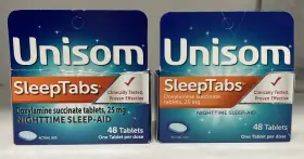 Chattem123752 Unisom Sleeptabs 25mg Nighttime Sleep Aid 48 Tabs Exp 08/2025 Pack Of 2