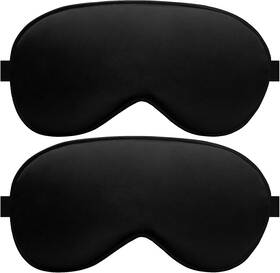Unknwon Sm-005-bkbk Silk Sleep Mask Eye For Sleeping Adjustable Strap Blackout Soft 2 Pack