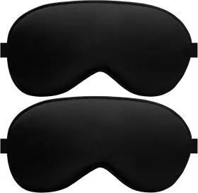 Sm-005-bkbk Unknwon Silk Sleep Mask Eye For Sleeping Adjustable Strap Blackout Soft 2 Pack