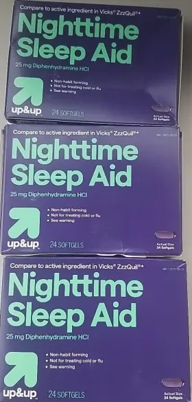 Up & 311673703243 And Nighttime Sleep Aid 25mg Non Habit Forming 24 Softgels Exp 3/26 Lot Of 3