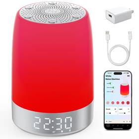 Uptimus 647697075203 Smart Red Light Therapy Lamp And Sleep Sound Machine For Bedroom With Alarm Clock