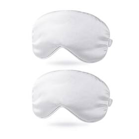 Uxcell 634149593538 2pcs Silk Sleep Mask Soft Satin Eye Protective With Elastic Straps White