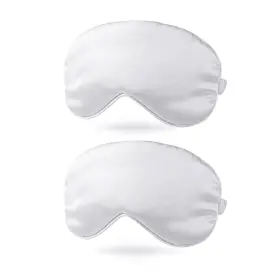 Uxcell 634149593538 2pcs Silk Sleep Mask Soft Satin Eye Protective With Elastic Straps White