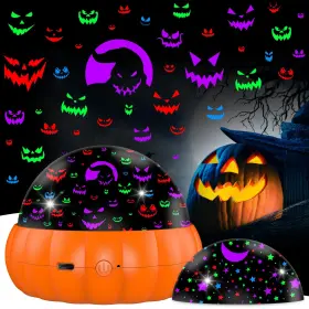 012-2352 Vanshinieer Halloween Pumpkin Night Light Projector For Kids Star Orange-pumpkin