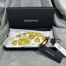 Versace 052045647865 Nwt 175 White Gold Sleep Mask Medusa Allover Logo Gift Box