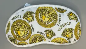 Zmas18107 Versace Home Medusa Eye / Night Sleep Mask White Gold Print One Size Authentic