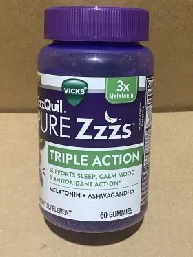 04168 Vicks Zzzquil Pure Zzzs Triple Action Melatonin Sleep Supplement 60ct Exp 6/26 New