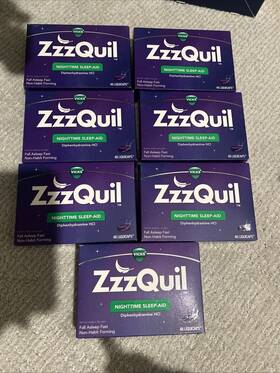 Vicks 08681672430870 Lot Of 7 Zzzquil Nighttime Sleep Aid Non-habit 48 Count Exp 04/24