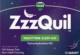 308492 Vicks Zzzquil Nighttime Sleep Aid Liquicaps 25 Mg Diphenhydmine Hcl 72 Count/2 Box