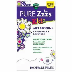 Vicks 323900030725 Pure Zzzzs Kids Melatonin Chamomile And Lavender 60ct