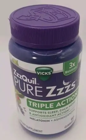 Ex08 Vicks 323900030961 Zzzquil Pure Zzzs Triple Action Sleep Support Melatonin Gummies 60 Count Ex08/25