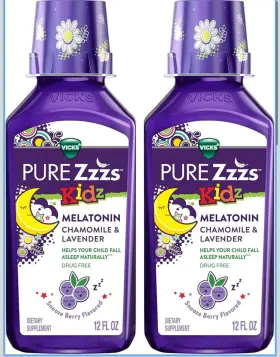 Vicks 323900031227 Pure Zzzs Kidz Liquid Melatonin 24 Fl Oz Berry Flavor Natural Sleep Aid 11/25